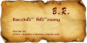 Baczkó Rázsony névjegykártya